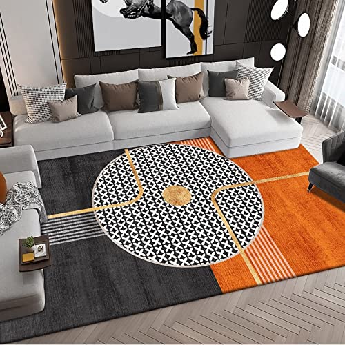 Rug-QJDDUP Modern Design Teppich grau-oranger symmetrischer Kreis Schlafzimmer Wohnzimmer Kurzflor Dream Teppich 200 x 200 cm von Rug-QJDDUP