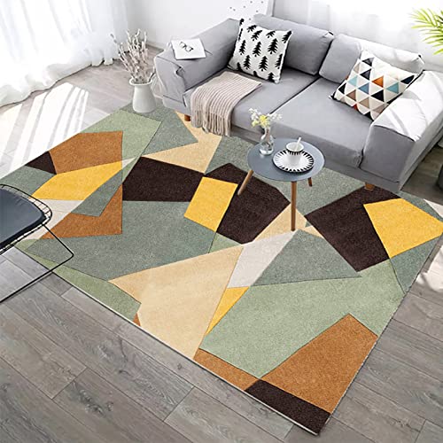 Rug-QJDDUP Kurzflor Teppich,Braun Grün Gelb Beige Geometrisch Modern Design, Green, 100 x 150 cm, für Wohnzimmer Schlafzimmer Bett, Teppichen leicht zu reinigen, weich kuschelig Rug-QJDDUP Kurzflor Teppich,Braun Grün Gelb Beige Geometrisch Modern Design, Green, 100 x 150 cm, für Wohnzimmer Schlafzimmer Bett, Teppichen leicht zu reinigen, weich kuschelig von Rug-QJDDUP