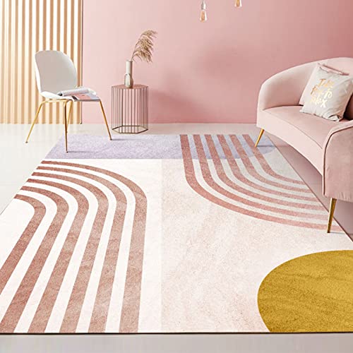 Rug-QJDDUP Kurzflor Teppich,Gelb Weiß Orange Rosa Purple Modern Design, Yellow, 80 x 160 cm, Teppiche Modern Wohnzimmerteppich Wohnzimmer Teppich Flur Korridor，rutschfeste Waschbar von Rug-QJDDUP