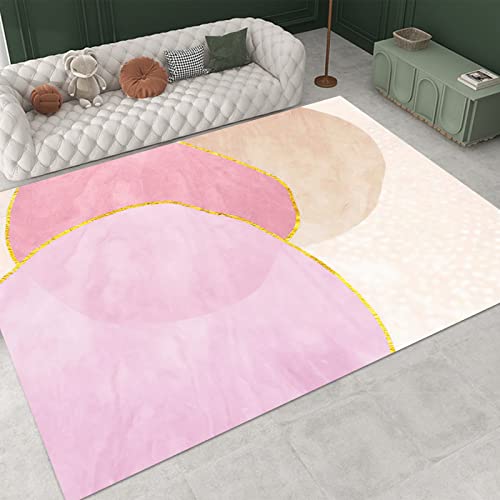 Rug-QJDDUP Kurzflor Teppich,Rosa Orange Gelb Modern Design, pink, 120 x 200 cm, Wohnzimmerteppich, Teppiche Heimbüro Dekoration Kinderarbeitszimmern Spielzimmern von Rug-QJDDUP
