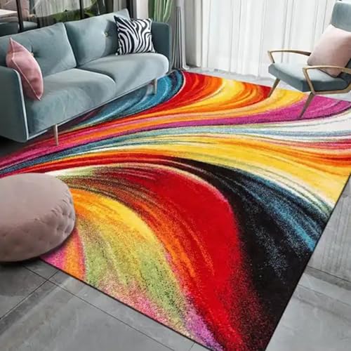 Rug-QJDDUP Kurzflor Teppich Quadratisch,Rot Orange Gelb Blau Abstrakte Moderne Zeitgenössische Wellen,Multicoloured,200 x 200 cm, Wohnzimmer Schlafzimmer Küche Esszimmer Rug-QJDDUP Kurzflor Teppich Quadratisch,Rot Orange Gelb Blau Abstrakte Moderne Zeitgenössische Wellen,Multicoloured,200 x 200 cm, Wohnzimmer Schlafzimmer Küche Esszimmer von Rug-QJDDUP