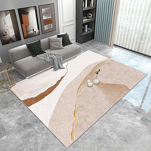 Rug-QJDDUP Quadratisch Teppich,Brown Orange Yellow White Abstract Modern Design, Teppiche weicher Designer fürs Wohnzimmer, Kinderzimmer, Schlafzimmer, Küche, Brown,120 x 120 cm von Rug-QJDDUP