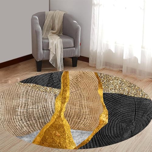 Rug-QJDDUP Rund Teppich Kurzflor,Black,Round Diameter 130 cm, Schwarz-Braun-Orange-Gelb-Patchwork-Drucke, Schlafzimmer Kinder Zimmer Junge Mädchen, Leicht zu reinigen, Pflegeleicht, Rug-QJDDUP Rund Teppich Kurzflor,Black,Round Diameter 130 cm, Schwarz-Braun-Orange-Gelb-Patchwork-Drucke, Schlafzimmer Kinder Zimmer Junge Mädchen, Leicht zu reinigen, Pflegeleicht, von Rug-QJDDUP