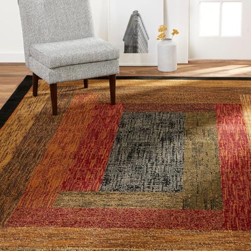 Rug-QJDDUP Teppich Flur Eingangsbereich 70 x 140 cm Anti-Rutsch Waschbarer Kurzflor Teppiche für küchen Schlafzimmer Esszimmer Bettvorleger Moderne abstrakte geometrische rot grün blau von Rug-QJDDUP