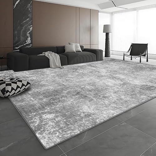 Rug-QJDDUP Teppich Flur Eingangsbereich 70 x 140 cm Anti-Rutsch Waschbarer Kurzflor Teppiche für küchen Schlafzimmer Esszimmer Bettvorleger Modernes abstraktes Tintengrau von Rug-QJDDUP