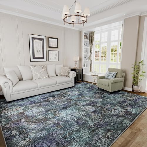 Rug-QJDDUP Teppich Großer 200 x 290 cm Teppiche Wohnzimmer Waschbar rutschfest Weiche Kurzflor Teppich für büro Schlafzimmer Arbeitszimmer modern abstrakt Blumen grün lila Rug-QJDDUP Teppich Großer 200 x 290 cm Teppiche Wohnzimmer Waschbar rutschfest Weiche Kurzflor Teppich für büro Schlafzimmer Arbeitszimmer modern abstrakt Blumen grün lila von Rug-QJDDUP