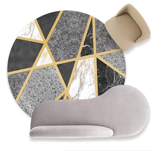 Rug-QJDDUP Teppich Rund Wohnzimmer Kurzflor,Black,Round 200 cm,Modernes Design Schwarz Grau Weiß Marmor Muster,Waschbar rutschfest weich Dekoration Schlafzimmer Küche Esszimmer von Rug-QJDDUP