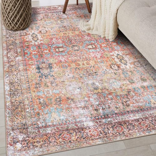 Rug-QJDDUP Teppich Wohnzimmer 110 x 190 cm Rutschfester Teppich Kurzflor maschinenwaschbar für Flur und Schlafzimmer Modernes geometrisches Blumenmuster in Orange und Blau Rug-QJDDUP Teppich Wohnzimmer 110 x 190 cm Rutschfester Teppich Kurzflor maschinenwaschbar für Flur und Schlafzimmer Modernes geometrisches Blumenmuster in Orange und Blau von Rug-QJDDUP
