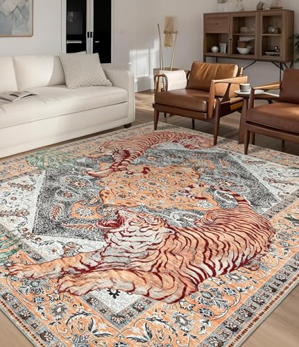 Rug-QJDDUP Teppich Wohnzimmer 130 x 180 cm Moderner Schlafzimmer rutschfest Weiche Kurzflor Teppich für Esszimmer Flur büro Moderne abstrakte orange grau grün Rug-QJDDUP Teppich Wohnzimmer 130 x 180 cm Moderner Schlafzimmer rutschfest Weiche Kurzflor Teppich für Esszimmer Flur büro Moderne abstrakte orange grau grün von Rug-QJDDUP