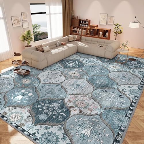 Rug-QJDDUP Teppich Wohnzimmer 130 x 180 cm Moderner Schlafzimmer rutschfest Weiche Kurzflor Teppich für Esszimmer Flur büro Modernes geometrisches Blumenblau Rug-QJDDUP Teppich Wohnzimmer 130 x 180 cm Moderner Schlafzimmer rutschfest Weiche Kurzflor Teppich für Esszimmer Flur büro Modernes geometrisches Blumenblau von Rug-QJDDUP