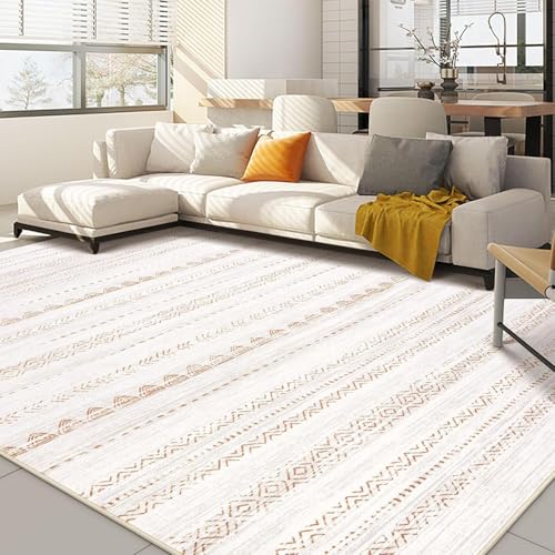 Rug-QJDDUP Teppich Wohnzimmer 150 x 180 cm Teppiche Modern Waschbarer rutschfest Kurzflor Weich Teppich für Schlafzimmer Esszimmer Flur Moderner Ethno-Stil, Beige-Orange Rug-QJDDUP Teppich Wohnzimmer 150 x 180 cm Teppiche Modern Waschbarer rutschfest Kurzflor Weich Teppich für Schlafzimmer Esszimmer Flur Moderner Ethno-Stil, Beige-Orange von Rug-QJDDUP
