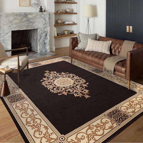Rug-QJDDUP Teppich Wohnzimmer 150 x 180 cm Teppiche Modern Waschbarer rutschfest Kurzflor Weich Teppich für Schlafzimmer Esszimmer Flur Retro Blumen Braun Gelb Rug-QJDDUP Teppich Wohnzimmer 150 x 180 cm Teppiche Modern Waschbarer rutschfest Kurzflor Weich Teppich für Schlafzimmer Esszimmer Flur Retro Blumen Braun Gelb von Rug-QJDDUP