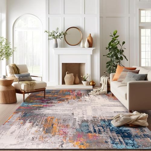 Rug-QJDDUP Teppich Wohnzimmer 150 x 200 cm Rutschfester Weich maschinenwaschbar Teppich für Küche Flur Esszimmer Schlafzimmer Moderne abstrakte Tinte grau blau Rug-QJDDUP Teppich Wohnzimmer 150 x 200 cm Rutschfester Weich maschinenwaschbar Teppich für Küche Flur Esszimmer Schlafzimmer Moderne abstrakte Tinte grau blau von Rug-QJDDUP