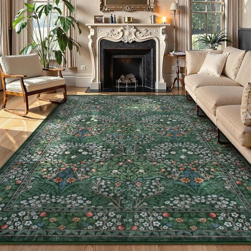 Rug-QJDDUP Teppich Wohnzimmer 150 x 200 cm Rutschfester Weich maschinenwaschbar Teppich für Küche Flur Esszimmer Schlafzimmer Retro Blumen grün orange Rug-QJDDUP Teppich Wohnzimmer 150 x 200 cm Rutschfester Weich maschinenwaschbar Teppich für Küche Flur Esszimmer Schlafzimmer Retro Blumen grün orange von Rug-QJDDUP