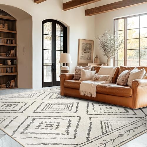 Rug-QJDDUP Teppich Wohnzimmer 160 x 180 cm Teppiche Waschbar Kurzflor rutschfest für Schlafzimmer Bettvorleger Küche Flur Moderner geometrischer Ethno-Stil in Grau-Beige Rug-QJDDUP Teppich Wohnzimmer 160 x 180 cm Teppiche Waschbar Kurzflor rutschfest für Schlafzimmer Bettvorleger Küche Flur Moderner geometrischer Ethno-Stil in Grau-Beige von Rug-QJDDUP