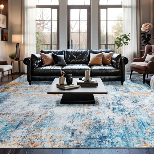 Rug-QJDDUP Teppich Wohnzimmer 160 x 230 cm Kurzflor Rutschfester Weicher Rechteckig Teppich für Schlafzimmer Flur küchen büro Moderne abstrakte Tinte blau gelb Rug-QJDDUP Teppich Wohnzimmer 160 x 230 cm Kurzflor Rutschfester Weicher Rechteckig Teppich für Schlafzimmer Flur küchen büro Moderne abstrakte Tinte blau gelb von Rug-QJDDUP