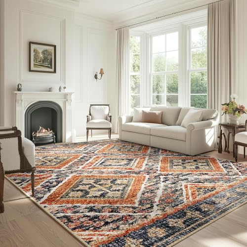 Rug-QJDDUP Teppich Wohnzimmer 160 x 230 cm Kurzflor Rutschfester Weicher Rechteckig Teppich für Schlafzimmer Flur küchen büro Moderner geometrischer Ethno-Stil, blau-orange Rug-QJDDUP Teppich Wohnzimmer 160 x 230 cm Kurzflor Rutschfester Weicher Rechteckig Teppich für Schlafzimmer Flur küchen büro Moderner geometrischer Ethno-Stil, blau-orange von Rug-QJDDUP
