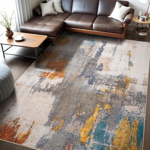 Rug-QJDDUP Teppich Wohnzimmer 160 x 230 cm Kurzflor Rutschfester Weicher Rechteckig Teppich für Schlafzimmer Flur küchen büro Retro geometrische Blumen grün orange Rug-QJDDUP Teppich Wohnzimmer 160 x 230 cm Kurzflor Rutschfester Weicher Rechteckig Teppich für Schlafzimmer Flur küchen büro Retro geometrische Blumen grün orange von Rug-QJDDUP
