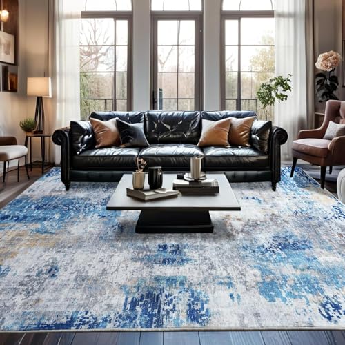 Rug-QJDDUP Teppich Wohnzimmer 200 x 300 cm Teppiche Waschbarer Kurzflor Teppichläufer rutschfest für Schlafzimmer Esszimmer Arbeitszimmer Büro Moderne abstrakte Tinte blau grau Rug-QJDDUP Teppich Wohnzimmer 200 x 300 cm Teppiche Waschbarer Kurzflor Teppichläufer rutschfest für Schlafzimmer Esszimmer Arbeitszimmer Büro Moderne abstrakte Tinte blau grau von Rug-QJDDUP