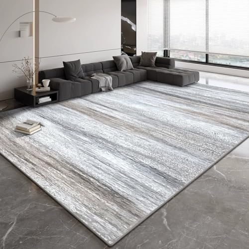 Rug-QJDDUP Teppich Wohnzimmer 90 x 120 cm Anti-Rutsch Waschbarer Teppich für küchen Schlafzimmer Esszimmer Bettvorleger Flur Eingangsbereich Moderne abstrakte Tinte blaugrau von Rug-QJDDUP