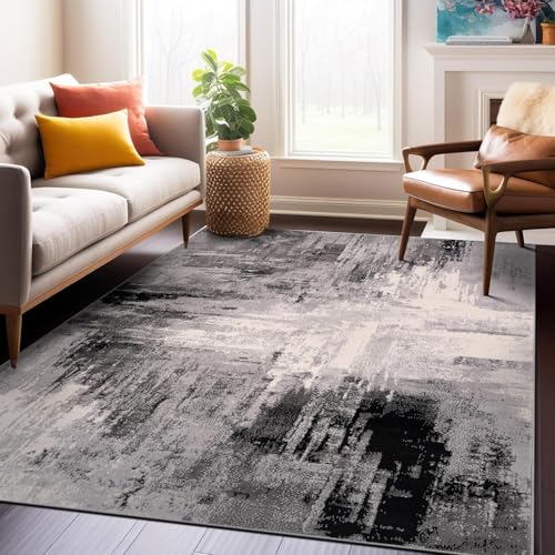 Rug-QJDDUP Teppich Wohnzimmer 90 x 120 cm Anti-Rutsch Waschbarer Teppich für küchen Schlafzimmer Esszimmer Bettvorleger Flur Eingangsbereich Moderne abstrakte Tinte schwarz grau Rug-QJDDUP Teppich Wohnzimmer 90 x 120 cm Anti-Rutsch Waschbarer Teppich für küchen Schlafzimmer Esszimmer Bettvorleger Flur Eingangsbereich Moderne abstrakte Tinte schwarz grau von Rug-QJDDUP