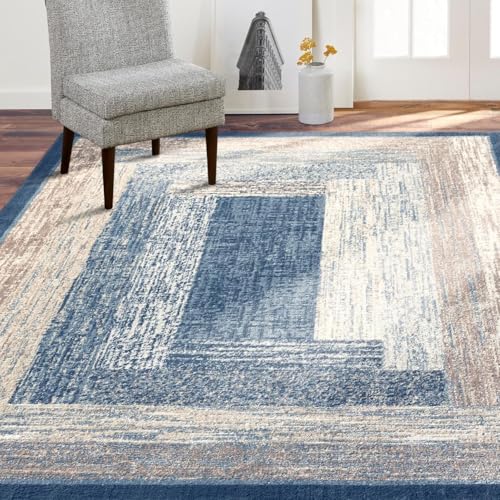 Rug-QJDDUP Teppich Wohnzimmer 90 x 120 cm Anti-Rutsch Waschbarer Teppich für küchen Schlafzimmer Esszimmer Bettvorleger Flur Eingangsbereich Modernes geometrisches Blau Rug-QJDDUP Teppich Wohnzimmer 90 x 120 cm Anti-Rutsch Waschbarer Teppich für küchen Schlafzimmer Esszimmer Bettvorleger Flur Eingangsbereich Modernes geometrisches Blau von Rug-QJDDUP