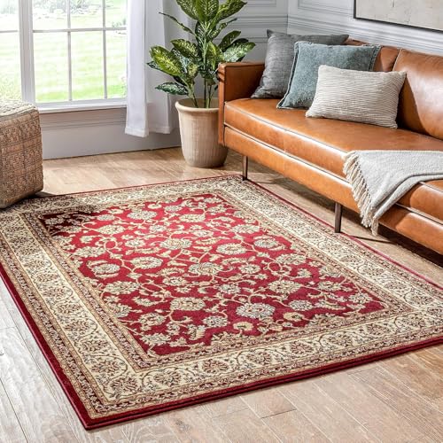 Rug-QJDDUP Teppich Wohnzimmer 90 x 120 cm Anti-Rutsch Waschbarer Teppich für küchen Schlafzimmer Esszimmer Bettvorleger Flur Eingangsbereich modern Retro Blumen rot gelb Rug-QJDDUP Teppich Wohnzimmer 90 x 120 cm Anti-Rutsch Waschbarer Teppich für küchen Schlafzimmer Esszimmer Bettvorleger Flur Eingangsbereich modern Retro Blumen rot gelb von Rug-QJDDUP