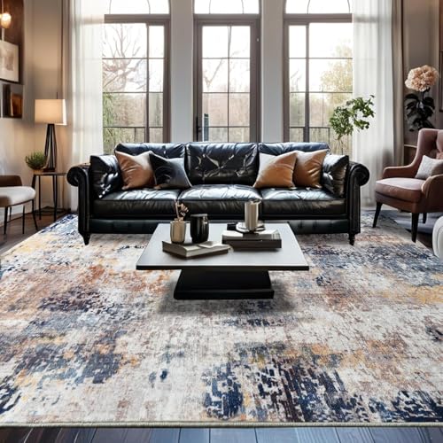 Rug-QJDDUP Teppich groß 180 x 270 cm Wohnzimmerteppich Rutschfester Modern maschinenwaschbar Teppiche für Schlafzimmer büro Moderne abstrakte Tinte blau gelb Rug-QJDDUP Teppich groß 180 x 270 cm Wohnzimmerteppich Rutschfester Modern maschinenwaschbar Teppiche für Schlafzimmer büro Moderne abstrakte Tinte blau gelb von Rug-QJDDUP