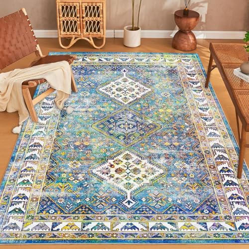Rug-QJDDUP Teppich groß 180 x 270 cm Wohnzimmerteppich Rutschfester Modern maschinenwaschbar Teppiche für Schlafzimmer büro Modernes geometrisches Blaugelb Rug-QJDDUP Teppich groß 180 x 270 cm Wohnzimmerteppich Rutschfester Modern maschinenwaschbar Teppiche für Schlafzimmer büro Modernes geometrisches Blaugelb von Rug-QJDDUP