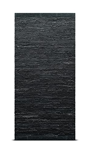 RUG SOLID, Leather Rug, Dunkelgrau, 65 x 135 cm von Rug Solid