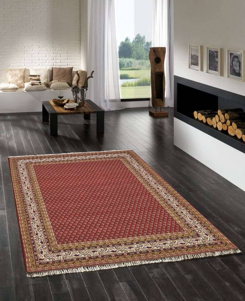 Rug Studios Teppich BIKANER MIR, Rechteckig, Höhe: 16 mm, Handgeknüpft, 40 x 60 cm, Rot Rug Studios Teppich BIKANER MIR, Rechteckig, Höhe: 16 mm, Handgeknüpft, 40 x 60 cm, Rot von Rug Studios