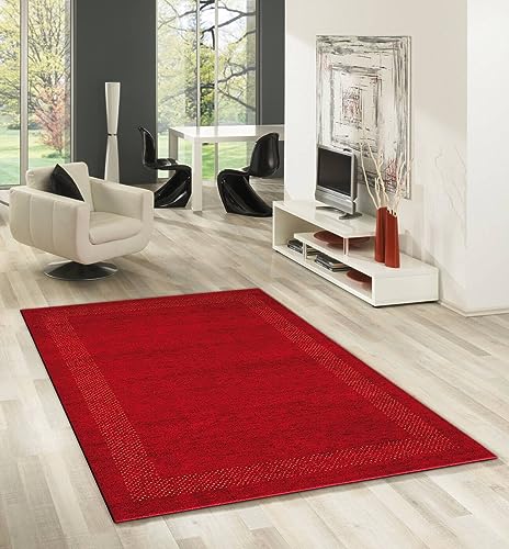 Rug Studios Teppich Casablanca | handgeknüpft | Farbe: Rot; Größe: 40 x 60 cm | strapazierfähig und leicht zu reinigen | Wohnzimmer | Schlafzimmer von Rug Studios