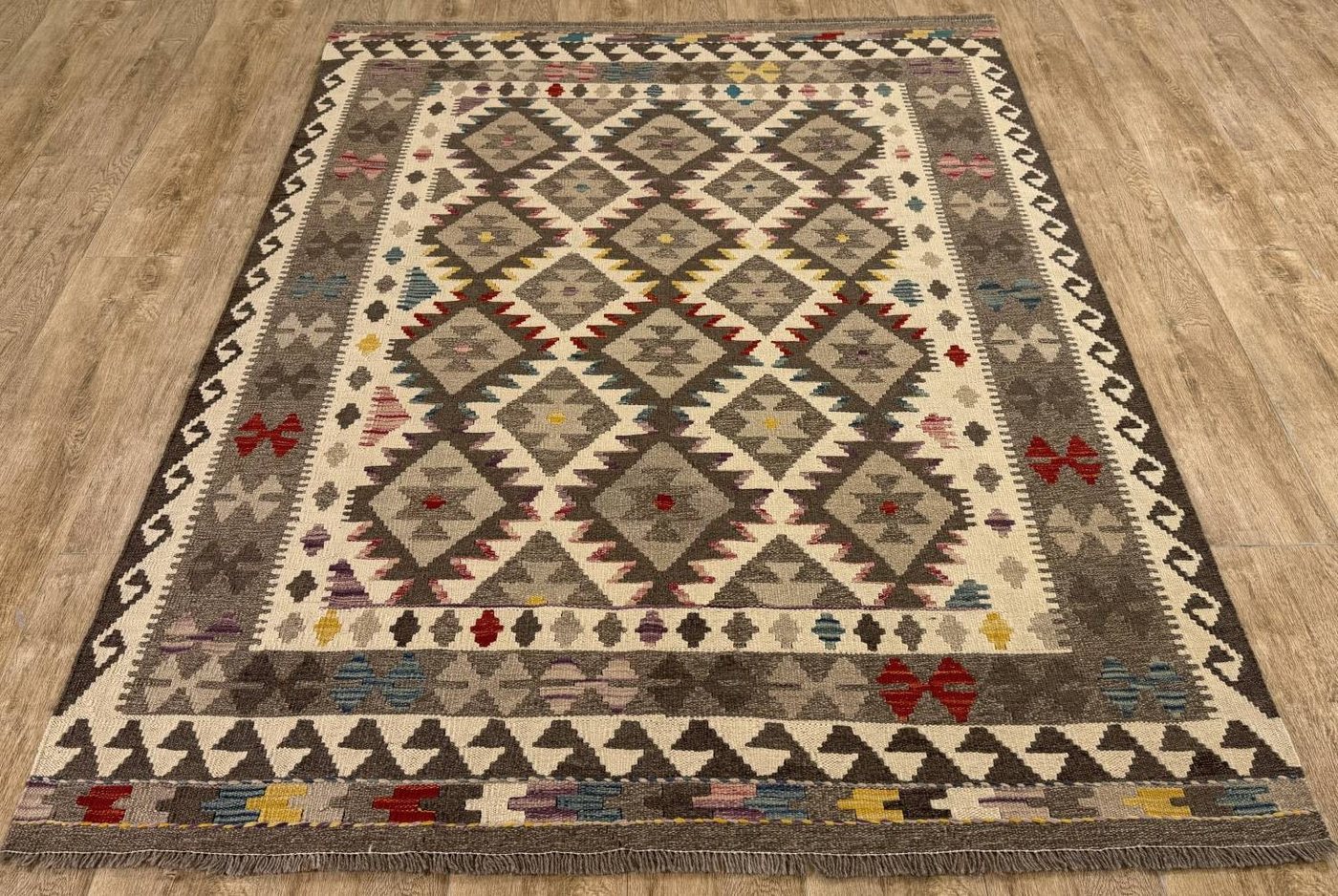 Rug Studios Teppich KELIM ORIGINAL HANDGEARBEITET, Rechteckig, Höhe: 5 mm, Handgefertigt, 150 x 194 cm, Natur von Rug Studios