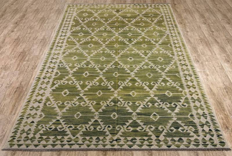 Rug Studios Teppich KELIM ORIGINAL HANDGEARBEITET, Rechteckig, Höhe: 5 mm, Handgefertigt, 191 x 294 cm, Grün von Rug Studios
