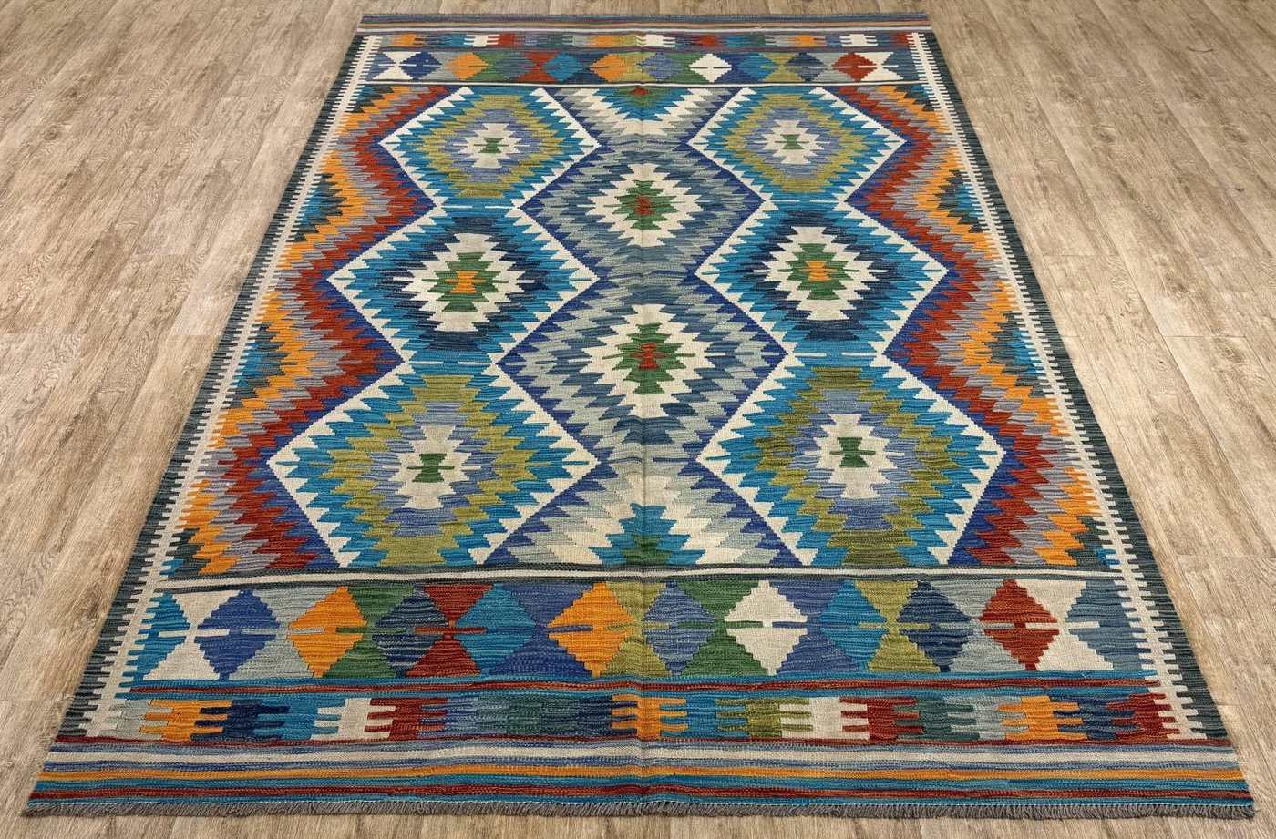 Rug Studios Teppich KELIM ORIGINAL HANDGEARBEITET, Rechteckig, Höhe: 5 mm, Handgefertigt, 199 x 295 cm, Blau Rug Studios Teppich KELIM ORIGINAL HANDGEARBEITET, Rechteckig, Höhe: 5 mm, Handgefertigt, 199 x 295 cm, Blau von Rug Studios