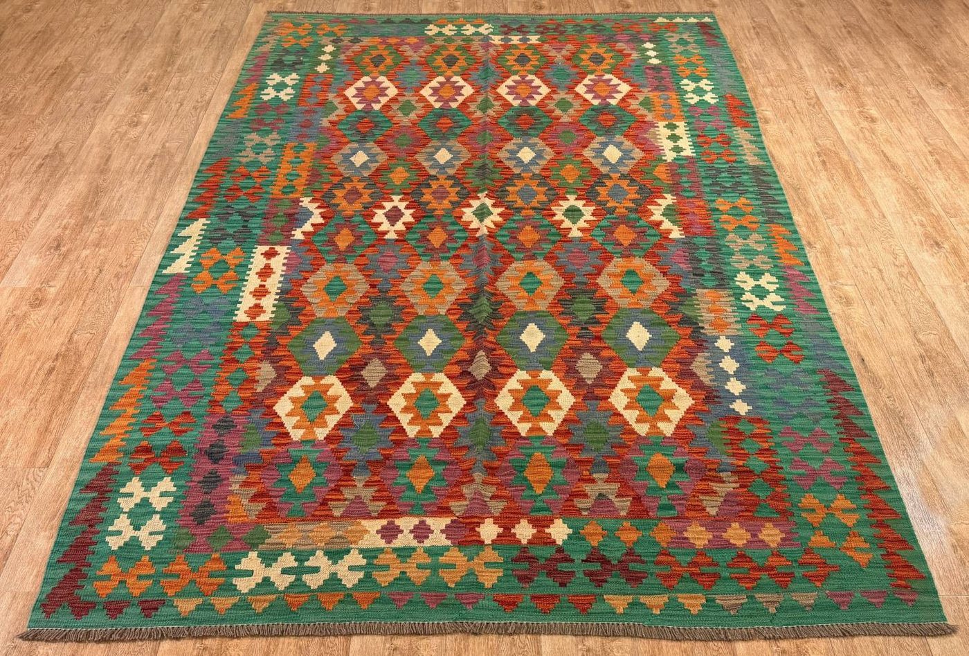 Rug Studios Teppich KELIM ORIGINAL HANDGEARBEITET, Rechteckig, Höhe: 5 mm, Handgefertigt, 200 x 289 cm, Grün Rug Studios Teppich KELIM ORIGINAL HANDGEARBEITET, Rechteckig, Höhe: 5 mm, Handgefertigt, 200 x 289 cm, Grün von Rug Studios