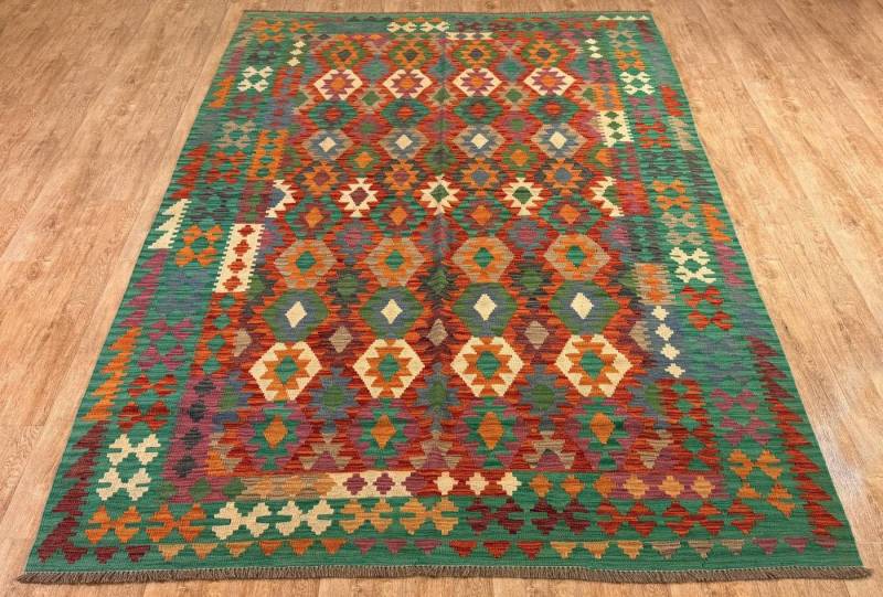 Rug Studios Teppich KELIM ORIGINAL HANDGEARBEITET, Rechteckig, Höhe: 5 mm, Handgefertigt, 200 x 289 cm, Grün Rug Studios Teppich KELIM ORIGINAL HANDGEARBEITET, Rechteckig, Höhe: 5 mm, Handgefertigt, 200 x 289 cm, Grün von Rug Studios