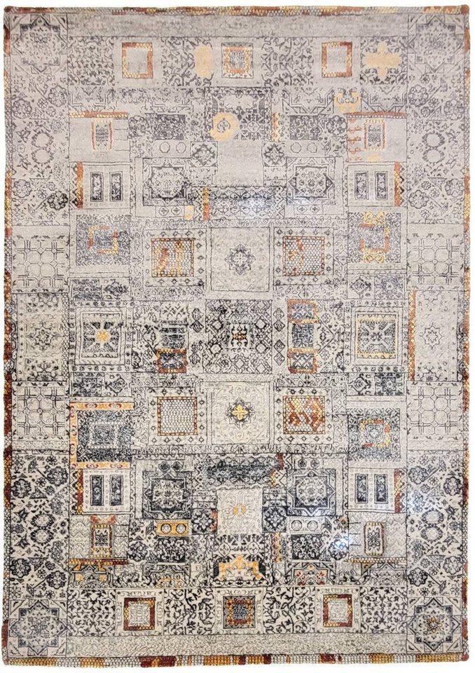 Rug Studios Teppich LAVISH Modern Handgeknüpft, Rechteckig, Höhe: 14 mm, Wohnzimmer, 70 x 140 cm, Terra von Rug Studios