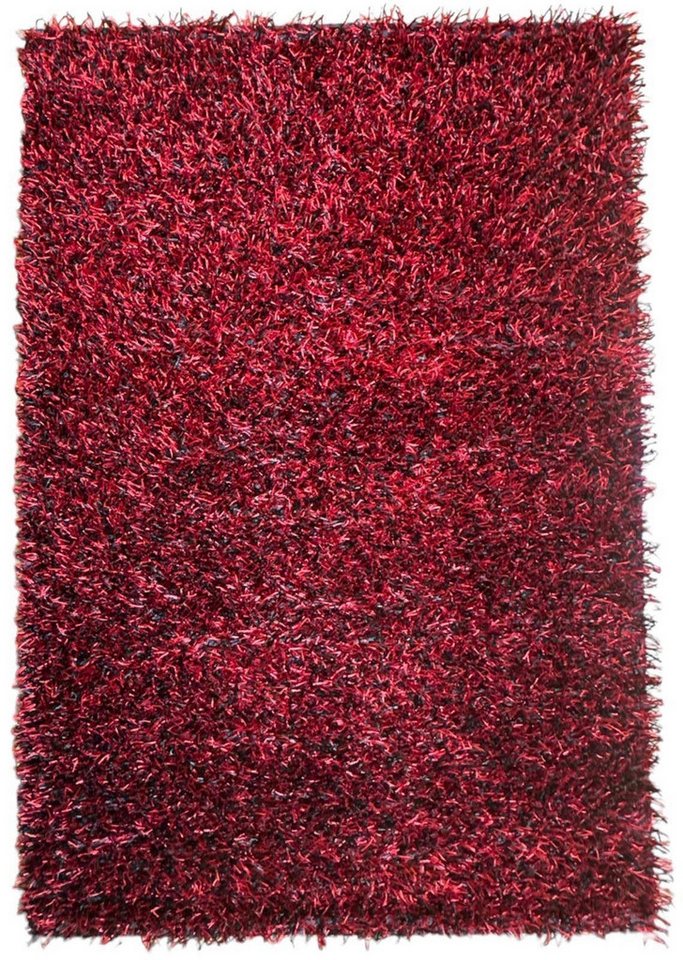 Rug Studios Teppich LIMO SHAGGY HANDGEKNÜPFT, Rechteckig, Höhe: 40 mm, Handgeknüpft, 70 x 140 cm, Schwarz-Rot von Rug Studios