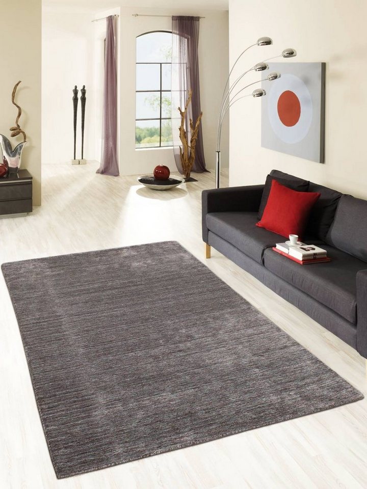 Rug Studios Teppich TALIN, Rechteckig, Höhe: 14 mm, Handgewebt, 70 x 140 cm, Grau-Rot von Rug Studios
