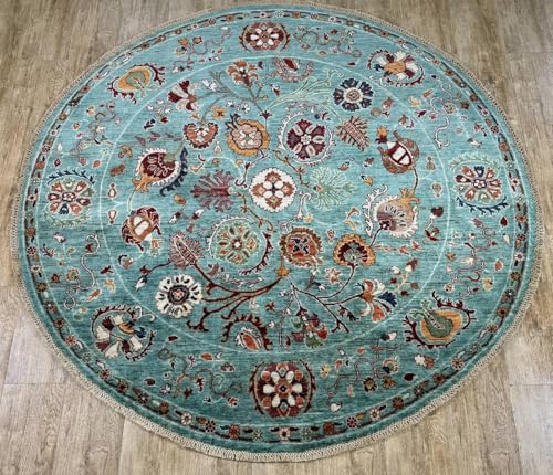 Rug Studios Teppich ZIEGLER-ORIGINAL | Farbe: Türkis-Aqua; Größe: 182 x 180 cm | strapazierfähig und leicht zu reinigen | Wohnzimmer | Schlafzimmer von Rug Studios