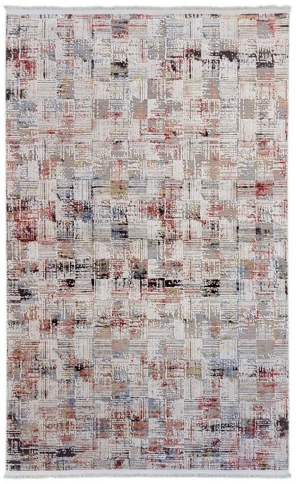 Rug Studios Teppich KOODOR, Rechteckig, Höhe: 12 mm, Wohnzimmer, 40 x 60 cm, Grau-Rose von Rug Studios