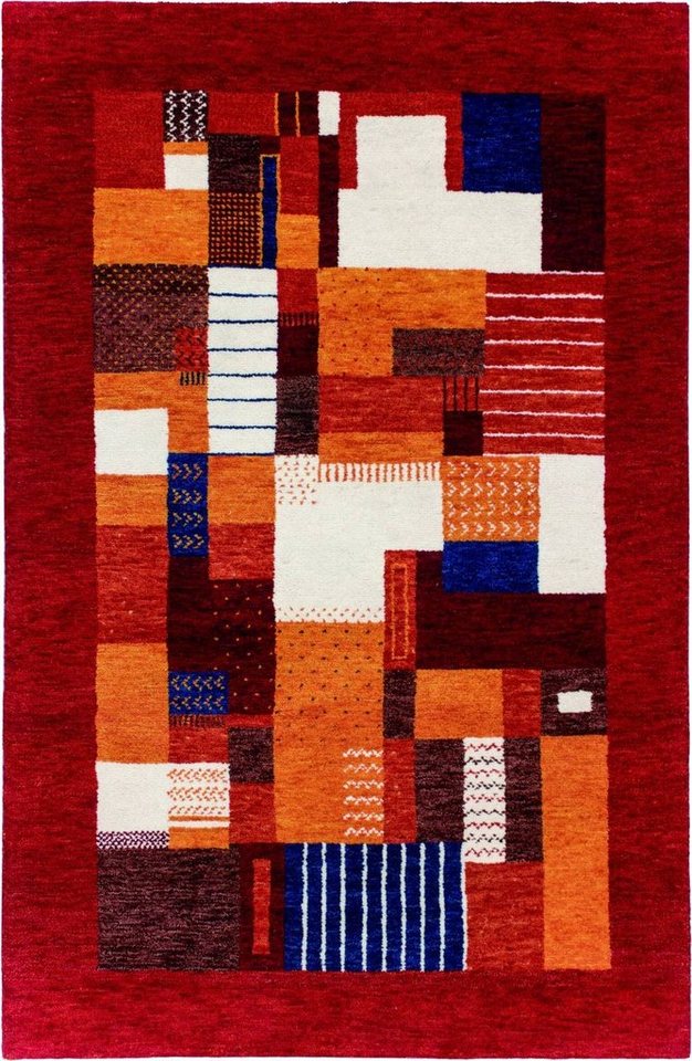 Teppich TRIVO, Rug Studios, Rechteckig, Höhe: 20 mm, Balkon, Flur, Handgeknüpft, Küche, modern, Waschbar, weich, 80 x 200 cm, rot von Rug Studios