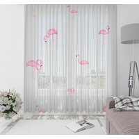 Flamingo Kinder Tüll Vorhang, Netz Vorhang, Kinderzimmer Vorhang, Fenster Tüll, Waschbar Vorhang, Babyzimmer Vorhang von RugExclusive