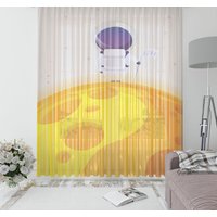 Niedlicher Astronaut Kinder Tüllvorhang, Netzvorhang, Kinderzimmer Vorhang, Fenster Tüll, Waschbarer Vorhang, Bügelbarer Vorhang, Babyzimmer von RugExclusive