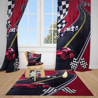 Spor Cars Baby Zimmer Vorhänge Kinder Vorhang Kinderzimmer Fenster Kissenbezug Geschenk von RugExclusive