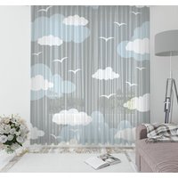 Süße Wolken Kinder Tüll Vorhang, Netz Vorhang, Kinderzimmer Vorhang, Fenster Vorhang, Waschbar Vorhang, Babyzimmer Vorhang von RugExclusive