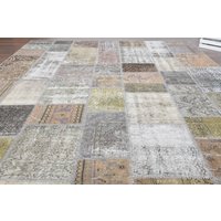 200x300 Beige Design Oversize Patchwork Teppich, Handgemachter Wohnzimmer Schlafzimmer Vorleger, Handgefertigter Teppich Aus Wolle, Baumwolle von RugNature