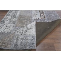 5'3x7'4 Ft, Grau, Patchwork Teppich, Teppich Aus Wolle, Handgefertigter Im Shabby Chic Style von RugNature