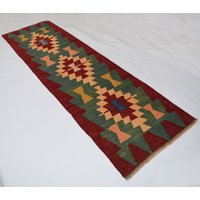 Teppich, 3X9 Läuferteppich, Moderner Kelimteppich, Mehrfarbiger Flatweave Dhurrie, Eingangswegteppich, Größe 84 cm X 289 cm, 2, 8 9, 5Ft von RugPlanetCo